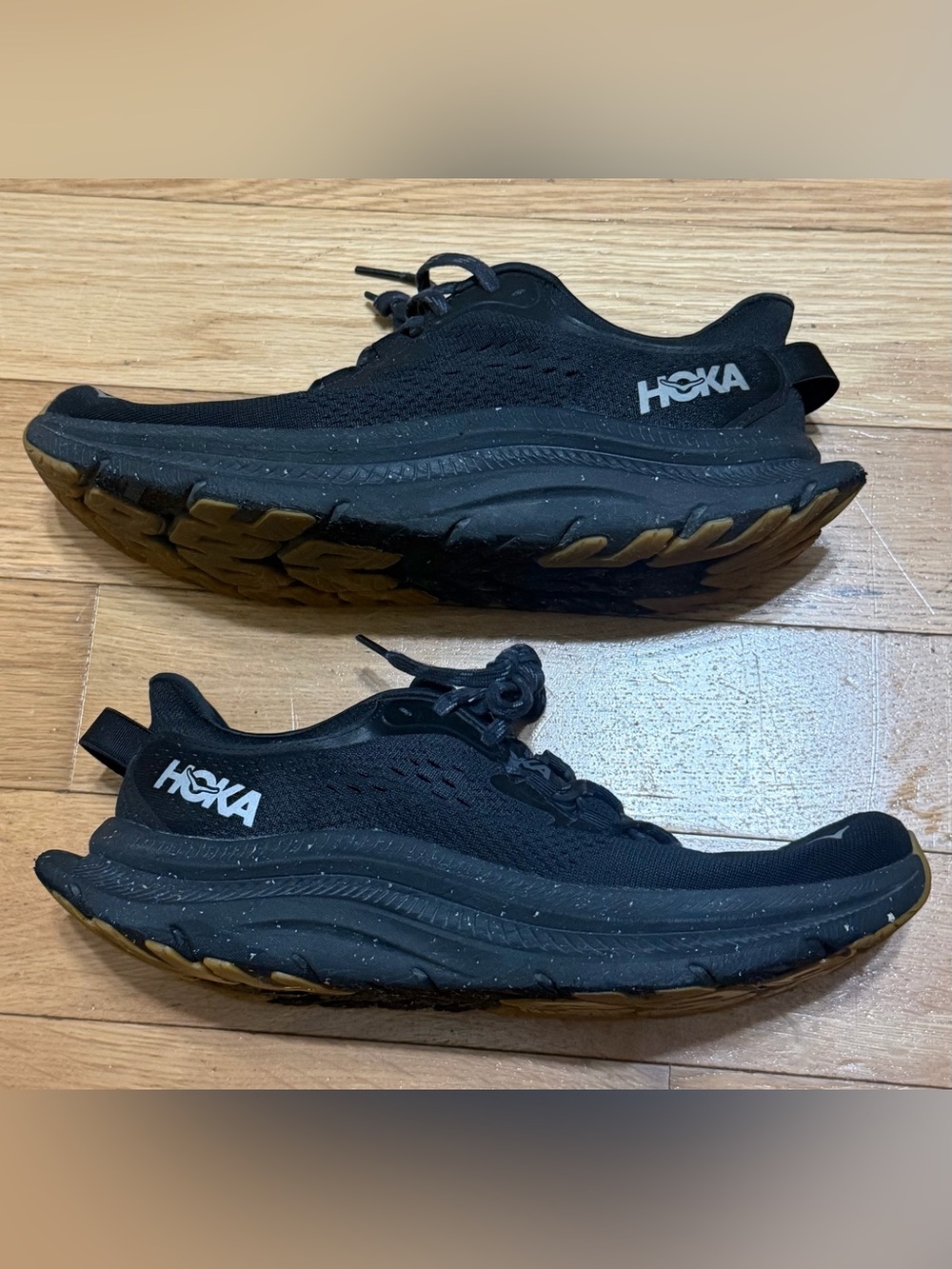 Hoka Women’s Triple Black Running Sneakers with Contrast Gum Outsole